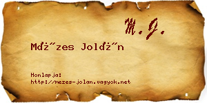 Mézes Jolán névjegykártya