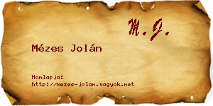 Mézes Jolán névjegykártya